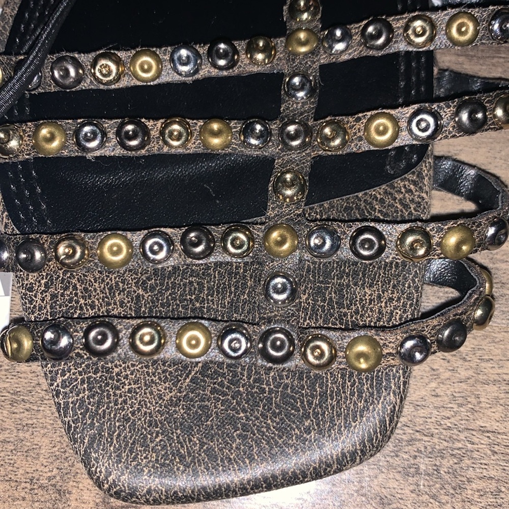 NWT ZARA LEATHER SQUARE TOE LACE UP SANDALS - Picture 9 of 11